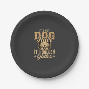 Prato De Papel Cachorro Retriever Dourado Engraçado Cabelo Brilho