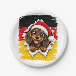 Prato De Papel Cachorro-salsicha de Natal alemão