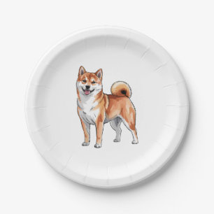 Prato De Papel Cachorro Shiba Inu - Bonito e Feliz