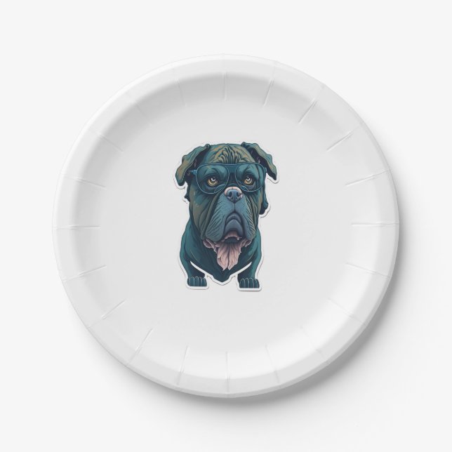 Prato De Papel Cachorro verde com óculos  (Frente)