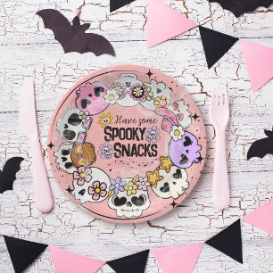 Prato De Papel Cachorros de Folha de Papel e Halloween Spooky