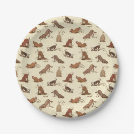 Prato De Papel Cachorros Digging - padrão de férias na praia.
