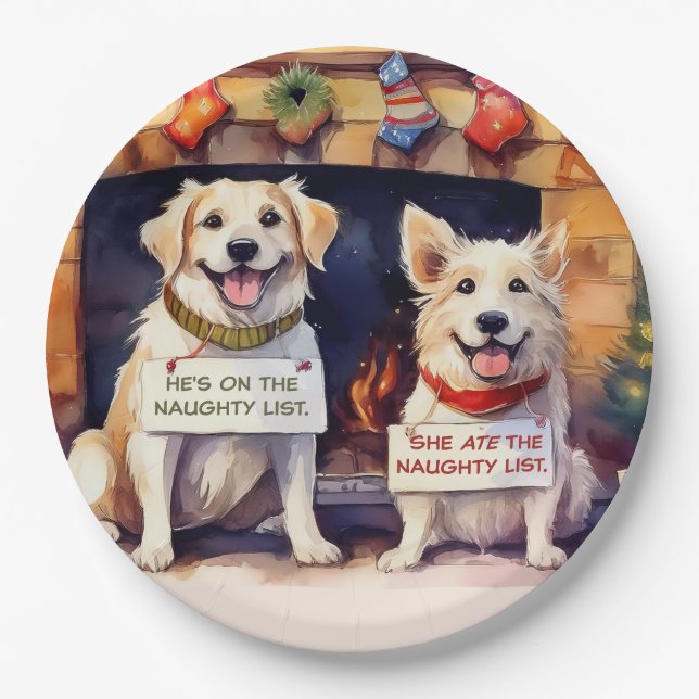 Prato De Papel Cachorros Malditos Papéis de Natal (Frente)