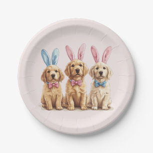 Prato De Papel Cachorros páscoas De Retriever Cães Coelhinhos