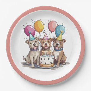 Prato De Papel Cachorros-Touro de Aniversário