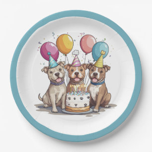 Prato De Papel Cachorros-Touro de Aniversário
