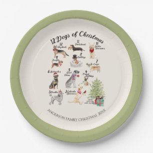 Prato De Papel Cães da celebração 12 do feriado do Natal do Natal