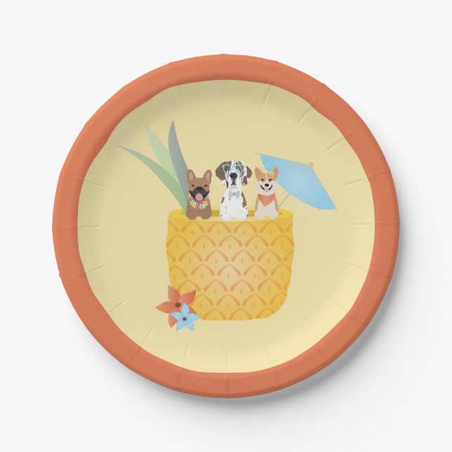 Prato De Papel Cães de abacaxi Pina Colada (Frente)