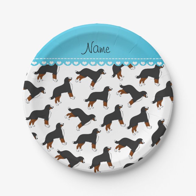 Prato De Papel Cães de montanha de Bernese brancos conhecidos (Frente)