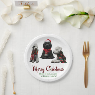 Prato De Papel Cães de Natal Feliz