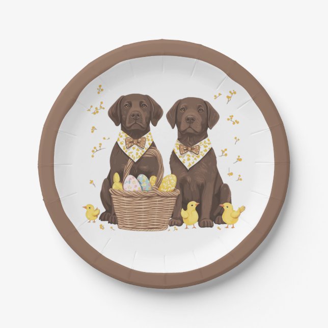 Prato De Papel Cães de páscoa de chocolate Labrador (Frente)