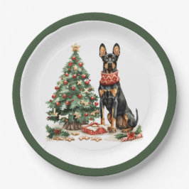 Prato De Papel Cães Dobermann de Natal