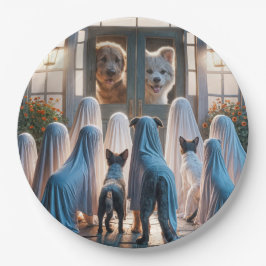 Prato De Papel Cães Fantasmas Halloween
