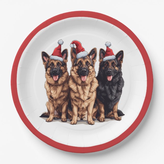Prato De Papel Cães Papais noeis de Natal (Frente)