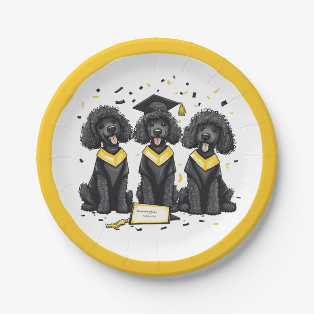 Prato De Papel Cães Poodle Padrão De Graduação (Frente)