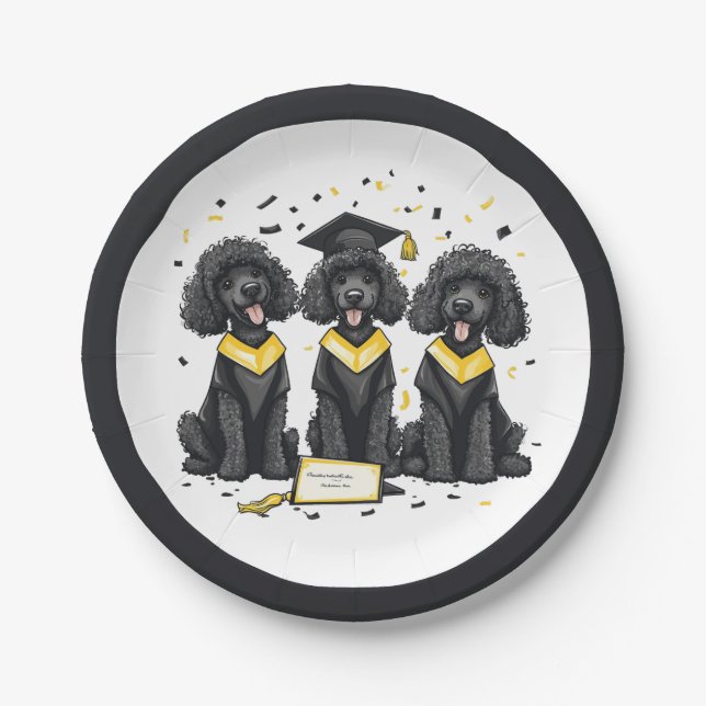 Prato De Papel Cães Poodle Padrão De Graduação (Frente)