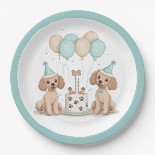 Prato De Papel Cães Poodle Standard de Aniversário