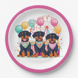 Prato De Papel Cães Rottweiler Num Carnaval