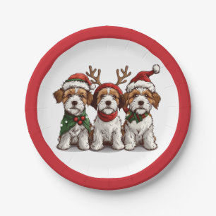 Prato De Papel Cães Terrier Fox Terrier do Welsh Wire de Natal