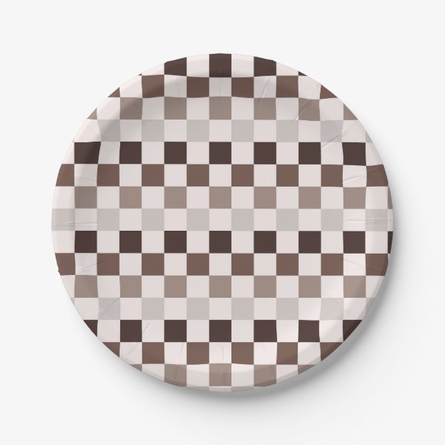 Prato De Papel Cafe Au Lait checkerboard pattern (Frente)