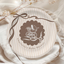 Prato De Papel Cafe Bebe Coffee Bow Baby Stroller Baby Shower