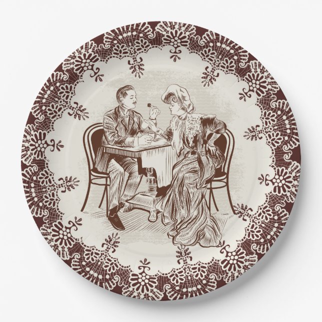 Prato De Papel café e amor (Frente)