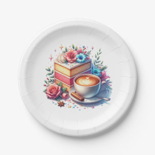 Prato De Papel Café e Bolo de Aniversário Personalizados