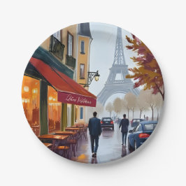Prato De Papel Café Francês Paris Torre Eiffel Aquarela