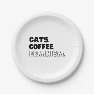 Prato De Papel Café Gatos Feminismo