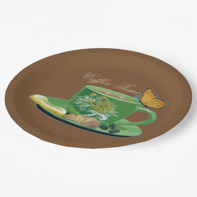 Prato De Papel Café Horário de Taça e Placas de Saquê (Inclinado)