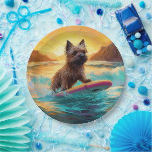 Prato De Papel Cairn Terrier Beach Surfing Painting