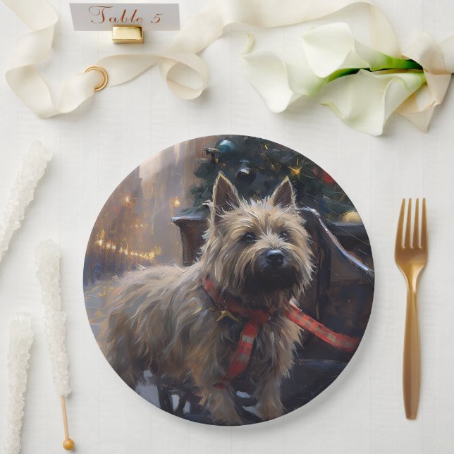 Prato De Papel Cairn Terrier Christmas Fesason Season (Casamento)
