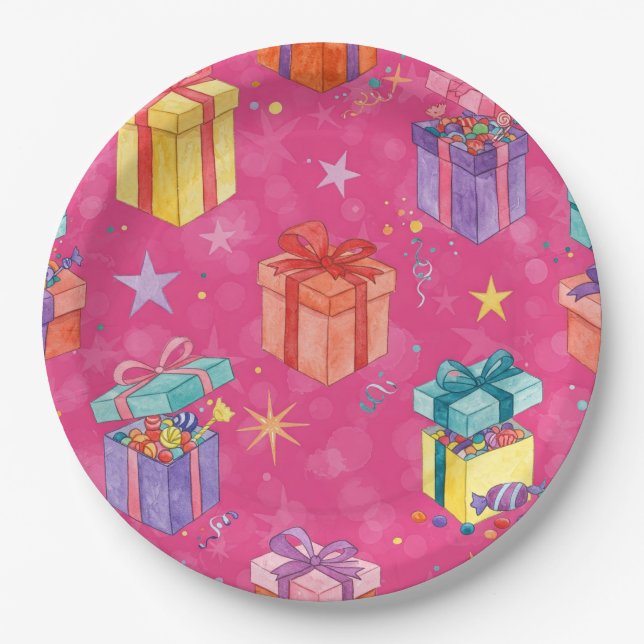 Prato De Papel Caixas com Candies, por Natasha Us (Frente)