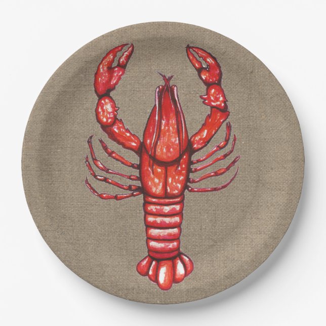 Prato De Papel Cajun Crawfish & Faux Burlap (Frente)