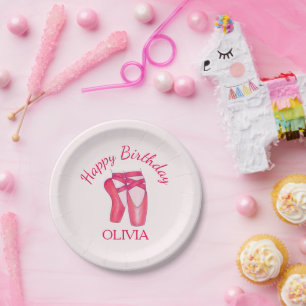 Prato De Papel Calçados cor-de-rosa Balé Ballerina Dance Aniversá