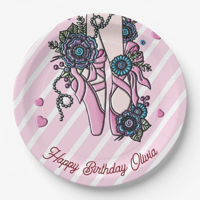 Prato De Papel Calçados de Balé personalizados (Frente)