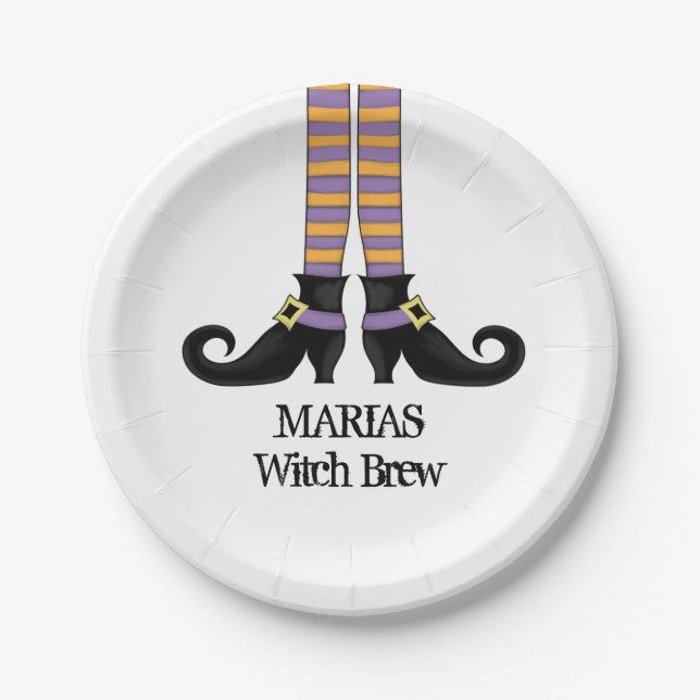 Prato De Papel Calçados de bruxas bonitas e simples (Frente)