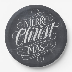 Prato De Papel Caligrafia cristã do quadro do Feliz Natal