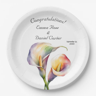 Prato De Papel Calla Aquarela Elegante Lírios Românticos