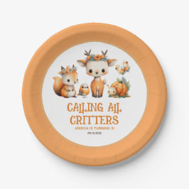 Prato De Papel Calling All Critters Woodland Fall Kids' Birthday 
