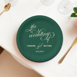 Prato De Papel Calliografia Teal Wedding Elegante