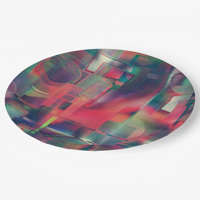 Prato De Papel Camadas verdes e vermelhas de imagem e um tom leve (Inclinado)