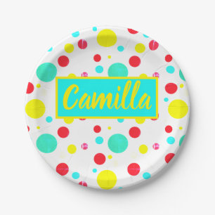 Prato De Papel Camila tropical Adicione seu nome de papel