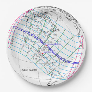 Prato De Papel Caminho Global do Eclipse Solar 2045