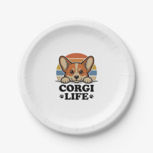 Prato De Papel Camisa Corgi Life Gravação Vintage Arte Amante de