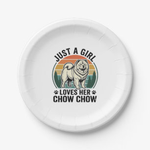 Prato De Papel Camisa de Cachorro Chow Chow Vintage Girl Amante d