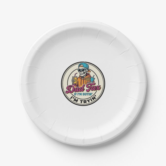 Prato De Papel Camisa de Humor de Comida Rápida do Imposto do Pai (Frente)