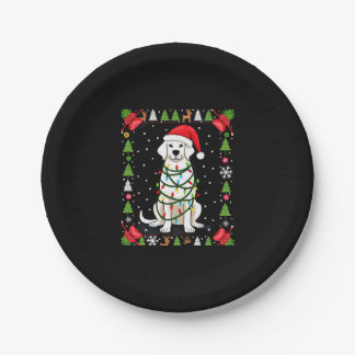 Prato De Papel Camisa de Natal Feia de Cachorro Boxer Branco, Div