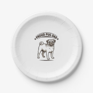 Prato De Papel Camisa de Pai Pug com Desenho de Pai de Cachorro c