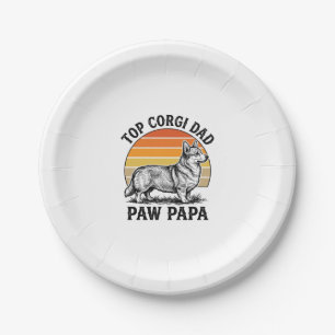 Prato De Papel Camisa de Papai Corgi Vintage Sunset Dog Papa Pres